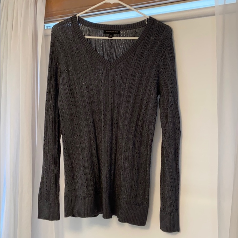 Banana Republic V neck Sweater, sparkly, gunmetal